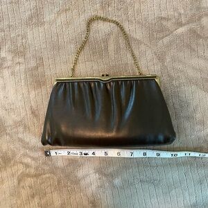 Vintage dark brown clutch Bag with Gold Chain